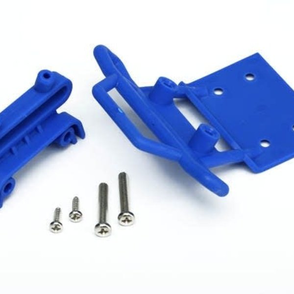 Traxxas Bumper, front / bumper mount, front / 4x23mm RM (2)/ 3x10mm RST (2) (blue)