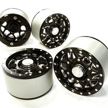 Integy High Mass 2.2 Size Alloy XV12 Spoke Beadlock Wheel(4) for Scale Off-Road Crawler C26414BLACK