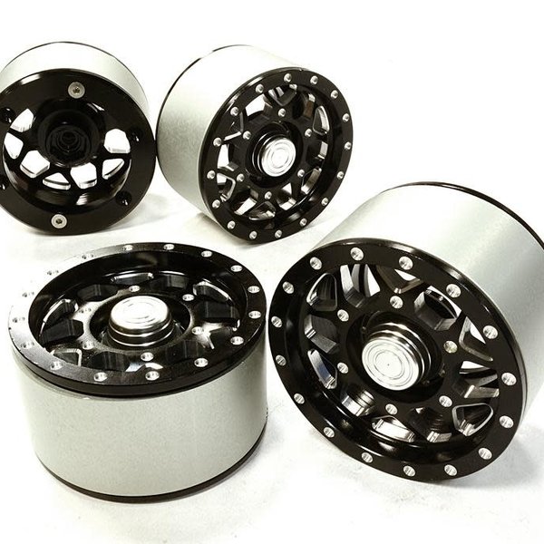 Integy High Mass 2.2 Size Alloy XV12 Spoke Beadlock Wheel(4) for Scale Off-Road Crawler C26414BLACK