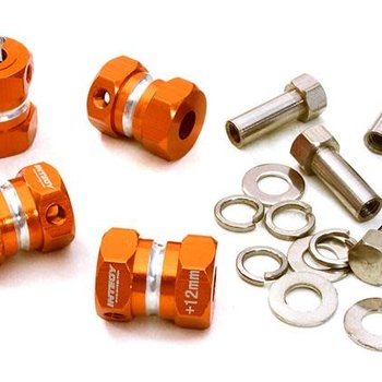 Integy 12mm Hex Wheel (4) Hub +12mm Offset for 1/10 Scale Truck & Buggy C27012ORANGE