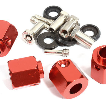 Integy 12mm Hex Wheel (4) Hub Alloy 14mm Thick for Traxxas TRX-4 Scale & Trail Crawler C30013RED