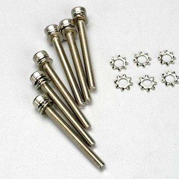 Traxxas Screws, 3x28mm cap-head machine (hex drive) (6)/ 3x6mm ELW (6)