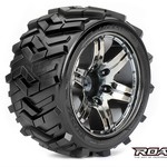 APEX Morph 1/10 Stadium Truck Tires, Chrome Black Wheels, 1/2 Offset, 12mm Hex (1 pair)
