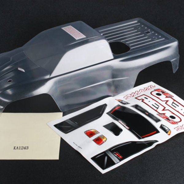Traxxas Body, Revo® 3.3 (clear, requires painting)/ window, lights, grille decal sheet