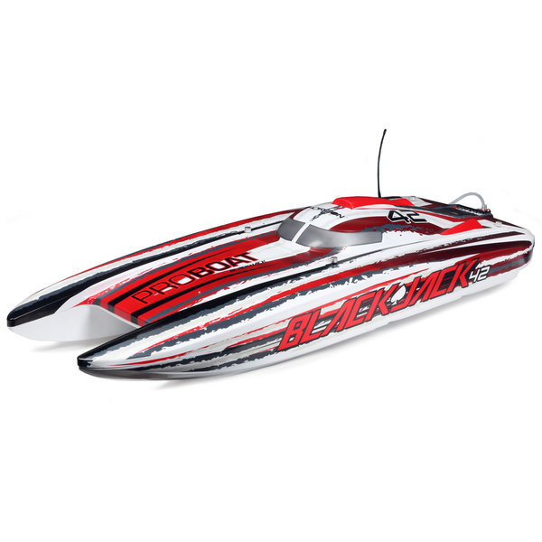 PROBOAT Blackjack 42" 8S Brushless Catamaran RTR, White/Red  in store $650.00 on line $689.99 plus $15