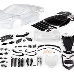 Traxxas Body, Chevrolet Corvette Stingray (clear, trimmed, requires painting)/ decal sheet (includes side mirrors, spoiler, grilles, vents, hardware, & clipless mounting)