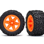 Traxxas Tires & wheels, assembled, glued (2.8') (RXT orange wheels, Talon Extreme tires, foam inserts) (2WD electric rear) (2) (TSM rated)