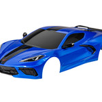 Traxxas Body, Chevrolet Corvette Stingray, complete (blue) (painted, decals applied) (includes side mirrors, spoiler, grilles, vents, & clipless mounting)
