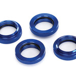 Traxxas Spring retainer (adjuster), blue-anodized aluminum, GTX shocks (4) (assembled with o-ring)