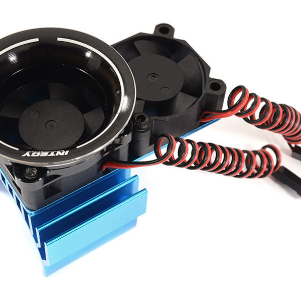 Integy 36mm Motor Heatsink + Twin 30x30mm Fan w/ Intake Ram Funnel for 1/10 Scale C30954BLUE