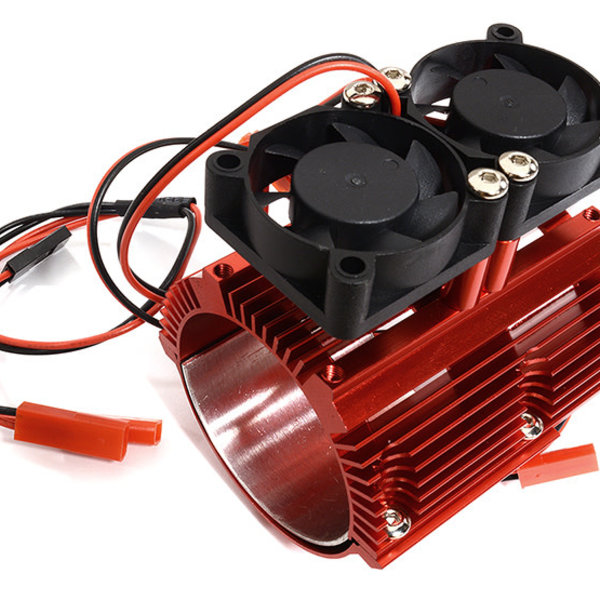 Integy Motor Heatsink+Twin Cooling Fan for Traxxas Summit & E-Revo (Motor: 41-43mm OD) C30115RED
