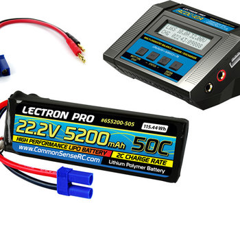 Lectron Pro Power Pack #59 - ACDC-10A Charger + 1 x 22.2V 5200mah 50C w/ EC5 Connector