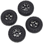 Integy Alloy Machined Wheels (4) w/ Rubber Tires for Axial 1/24 SCX24 Rock Crawler C31214BLACK