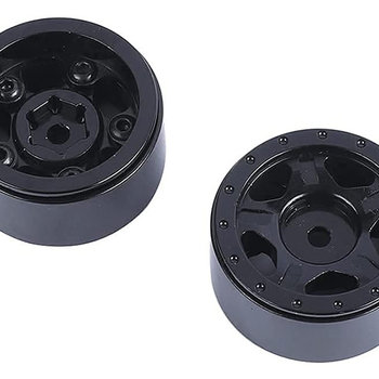 Integy Billet Machined Alloy Wheels (2) for Axial 1/24 SCX24 Rock Crawler C30790BLACK
