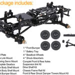 Integy Complete Alloy Conversion Kit w/ 133 Wheelbase for Axial 1/24 SCX24 C10 Crawler C31237BLACK