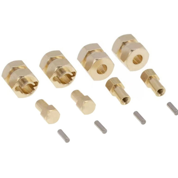 Integy Alloy Machined Brass Wheel Hex Adapters 9.5mm Thick for Axial 1/24 SCX24 Crawler C30637