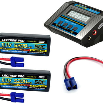 Commonsence RC Power Pack #17 - ACDC-10A Charger + 2 x 11.1V 5200mah 50C w/ EC5 Connector (#3S5200-505) #PP-017