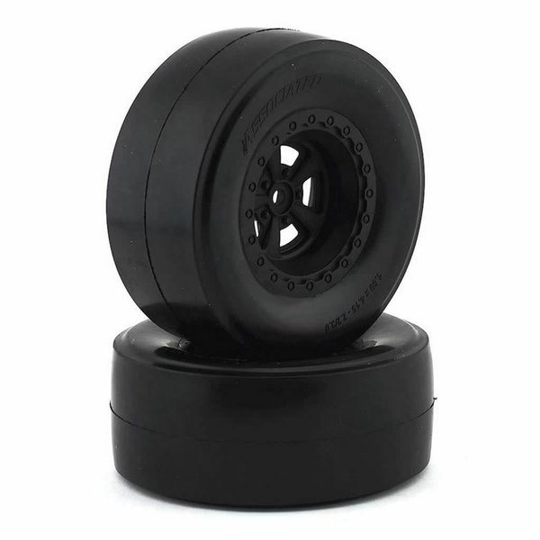 ASSOCIATED DR10 Rear Wheels and Drag Slick Tires, mounted