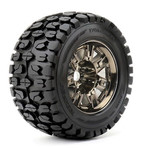 ROAPEX Tracker 1/8 Monster Truck Tires Mounted on Black Wheels, 1/2" Offset, 17mm Hex (1 pair)