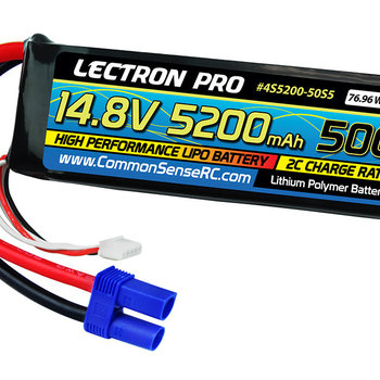 Lectron Pro Common Sense RC 4S5200-50EC5 Lectron Pro 14.8V 5200mAh 50C Lipo Battery Soft Case