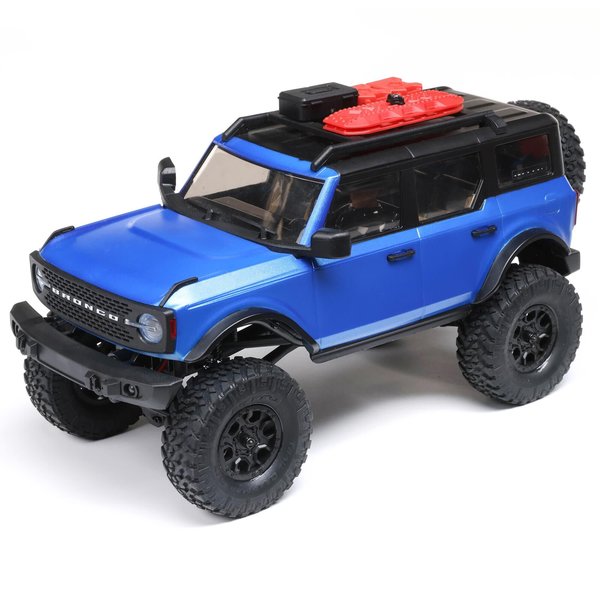 1/24 SCX24 2021 Ford Bronco 4WD Truck Brushed RTR,  Axial® reaches a new peak in 1/24 scale realism with this officially licensed Ford Bronco 4WD that tops the proven SCX24™ platform with a highly detailed  Blue ABS hard body. Ideal for indoor or o
