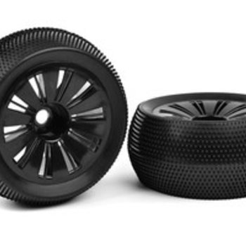 Corally Off-Road 1/8 Monster Truggy Tires - Glued on Black Rims,