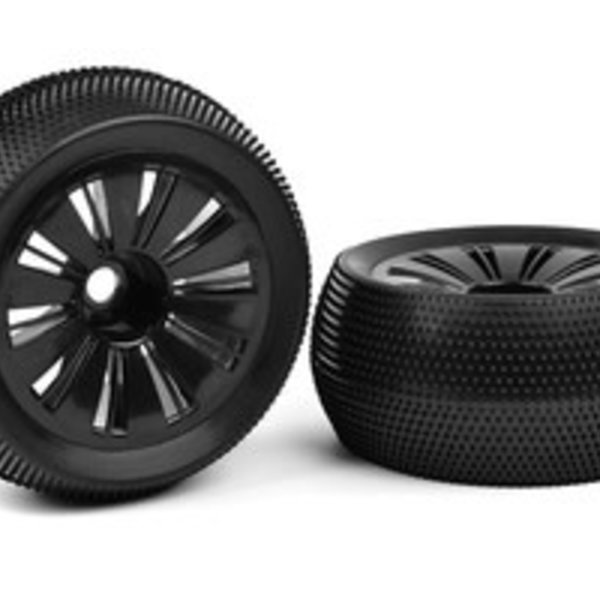 Corally Off-Road 1/8 Monster Truggy Tires - Glued on Black Rims,