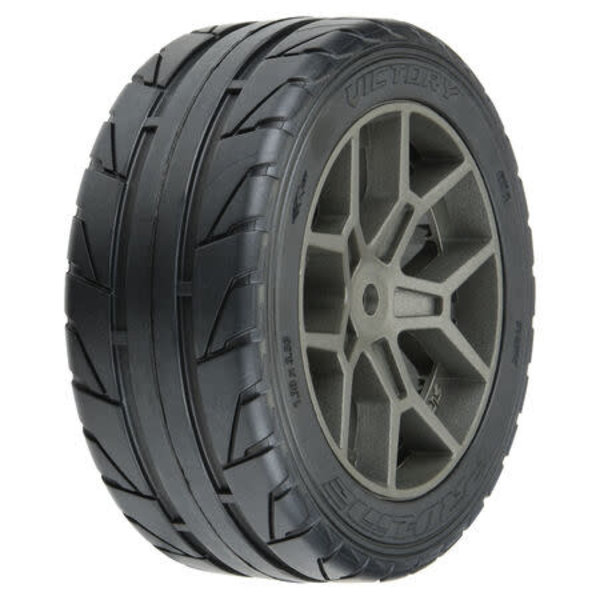 PROLINE 1/8 Vector S3 Front/Rear 35/85 2.4" Belted Mounted Tires, 14mm Gray: Vendetta