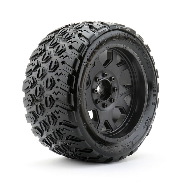 1/5 XMT King Cobra Tires Mounted on Black Claw Rims, Medium Soft, Belted, 24mm for Arrma 24mm hex fits Arrma (Kraton 8s & Outcast 8s)