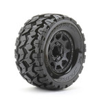 JETKO 1/10 MT 2.8 Tomahawk Tires Mounted on Black Claw Rims, Medium Soft, 12mm Hex, 1/2" Offset