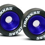 Traxxas 5186A Mntd Wheelie Bar Tires/Whls Blue (2)