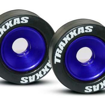 Traxxas 5186A Mntd Wheelie Bar Tires/Whls Blue (2)