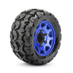 JKO JKO2701CLMSGNB2  1/10 ST 2.8 EX-Tomahawk Tires Mounted on Metal Blue Claw Rims, Medium Soft, Glued, 12mm 1/2" Offset