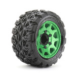 JKO JKO2702CGMSGNB2  1/10 ST 2.8 EX-King Cobra Tires Mounted on Metal Green Claw Rims, Medium Soft, Glued, 12mm 1/2" Offs