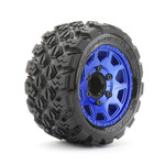 JKO 1/10 ST 2.8 EX-King Cobra Tires Mounted on Metal Blue Claw Rims, Medium Soft, Glued, 12mm 1/2" Offse