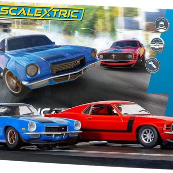 SCALEXTRIC AMERICAN POLICE CHASE - AMC VS DODGE 1:32 SLOT CAR RACE SET C1405T