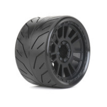 JETKO 1/8 SMT 4.0 Black Phoenix Tires Mounted on Black Claw Rims, Medium Soft, Belted, 17mm 0" Offset
