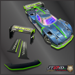 STUPID RC KIT R EAR WING, BOTTOM PLATE AND SIDE SKIRT PLASTIC GREEN Reference Brand Arrma
