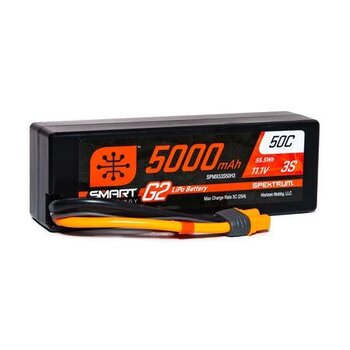 Spektrum 11.1V 5000mAh 3S 50C Smart G2 Hardcase LiPo Battery: IC3