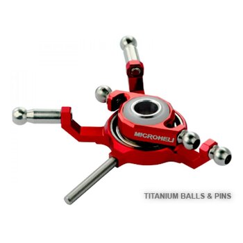 MHE130X110 Titanium Swashplate, Red: Blade 130X (Stock Frame)