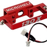 MHE130X121C Alum DS35 Tail Servo Mount w/Cable, Red:Blade 130X