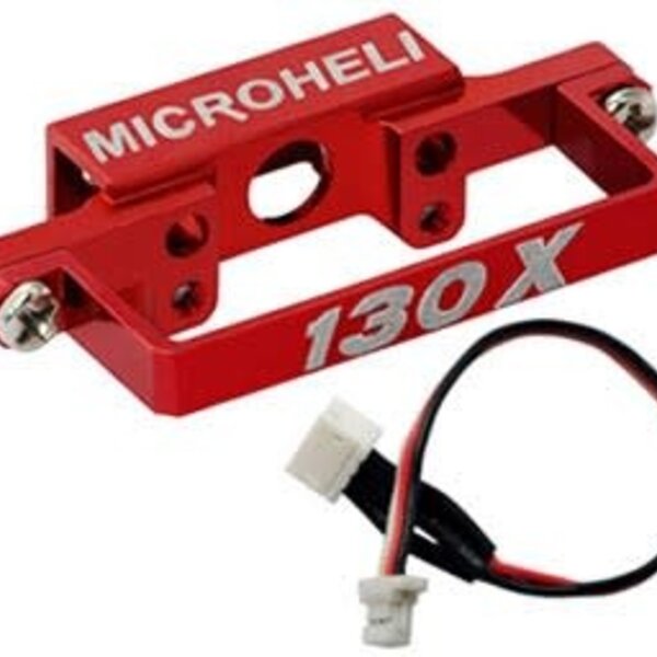MHE130X121C Alum DS35 Tail Servo Mount w/Cable, Red:Blade 130X