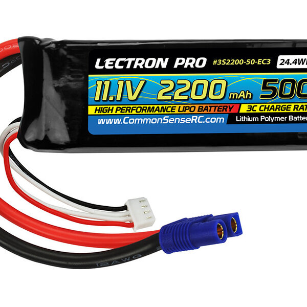 Commonsence RC Lectron Pro 11.1V 2200mAh 50C Lipo Battery with EC3 Connector