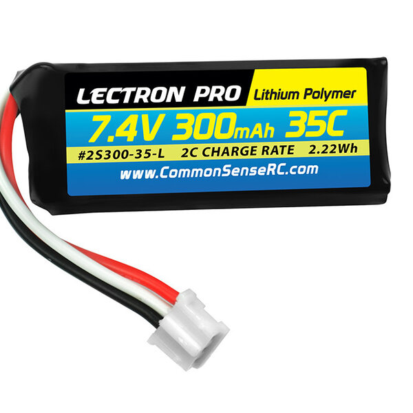 Commonsence RC Lectron Pro 7.4V 300mAh 35C Lipo Battery with UMX Connector for the UMX Timber, Beast, Carbon Cub, Blade 130X & mCP X BL