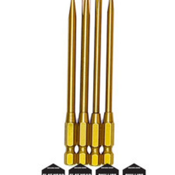 TiN Coated Phillips and Flat Head Bit Set (4pcs)