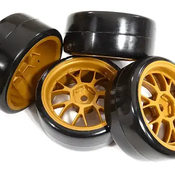 Integy 7Y Spoke Complete Wheel & Tire Set (4) for Drift Racing (O.D.=62mm) C30879