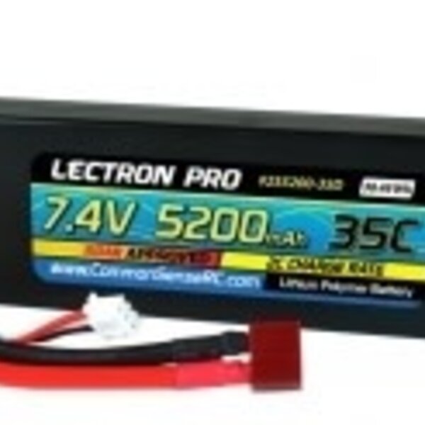 Commonsence RC Lectron Pro 7.4V 5200mAh 35C Lipo Battery with Deans-Type Connector for 1/10th Scale Cars & Trucks
