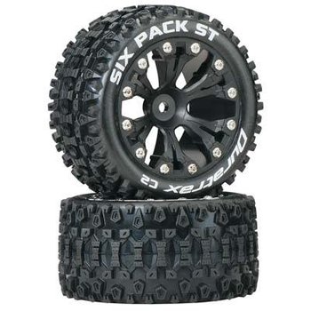 DuraTrax Sixpack ST 2.8" Truck 2WD Mntd Rear C2 Blk (2)