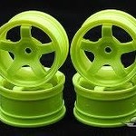 SWEEP Minis Pre-Glued Rubber tires set 33 deg - w/green wheels(4) #733511
