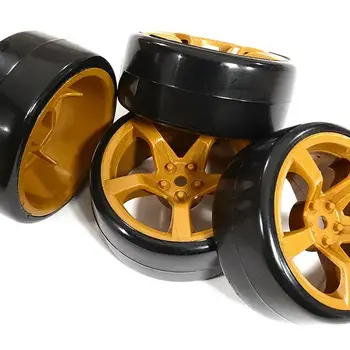 Integy 5 Spoke Complete Wheel & Tire Set (4) for Drift Racing (O.D.=62mm) C30877